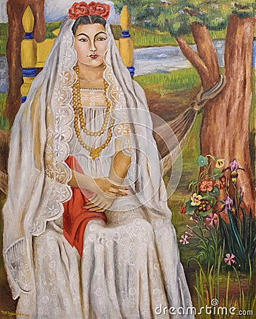 Bride from Paplanta, 1944 painting by MarÃ­a Izquierdo Editorial Stock Photo